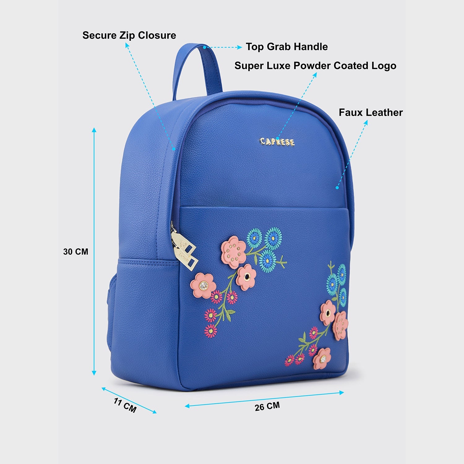 Caprese Erica Medium Blue Backpack - Image 6
