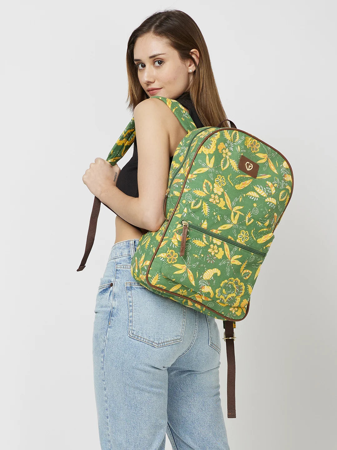 Caprese Hazel Large Olive Laptop Backpack - Image 2