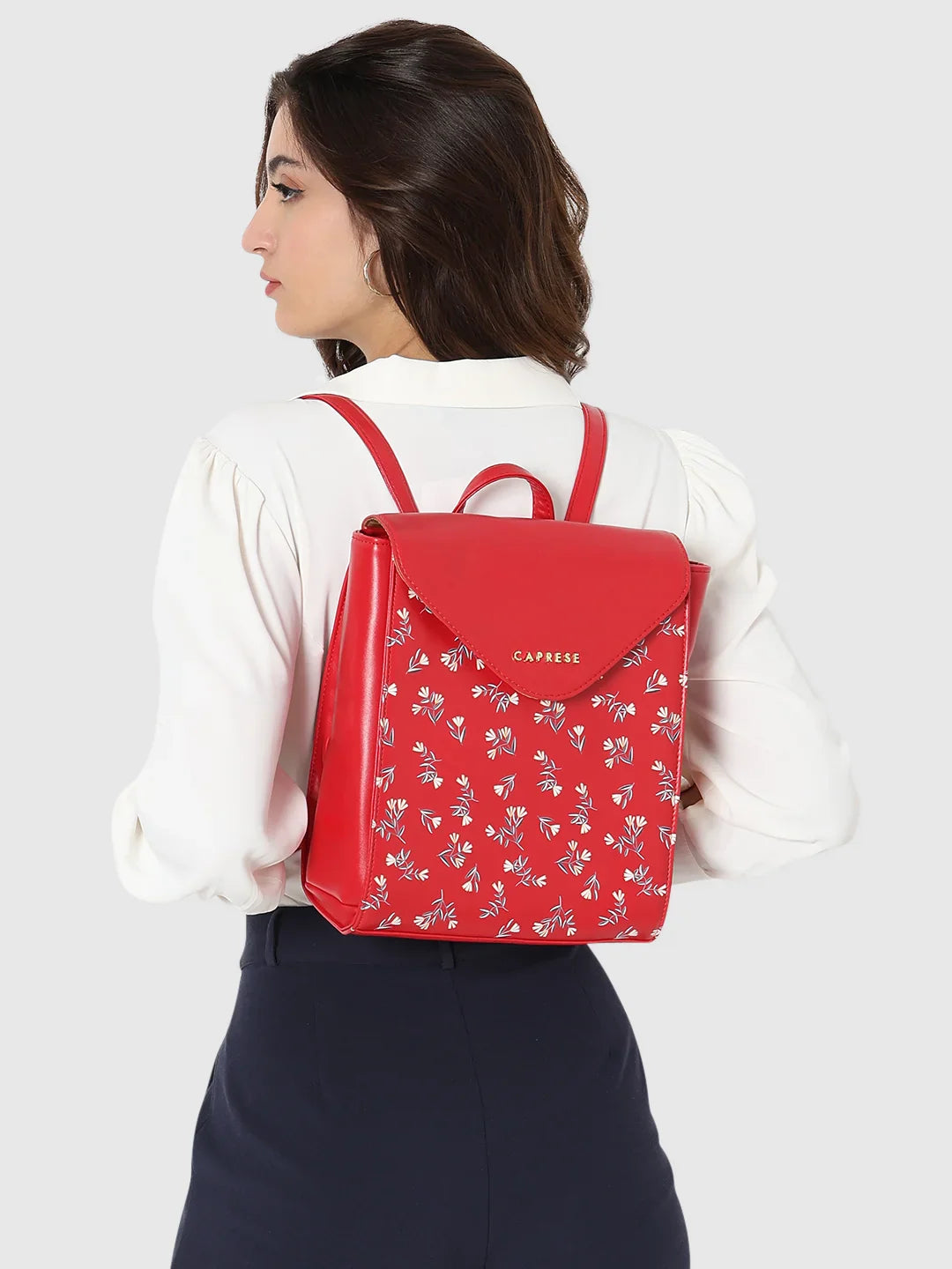 Caprese Merida Printed Large Red Backpack - Image 3