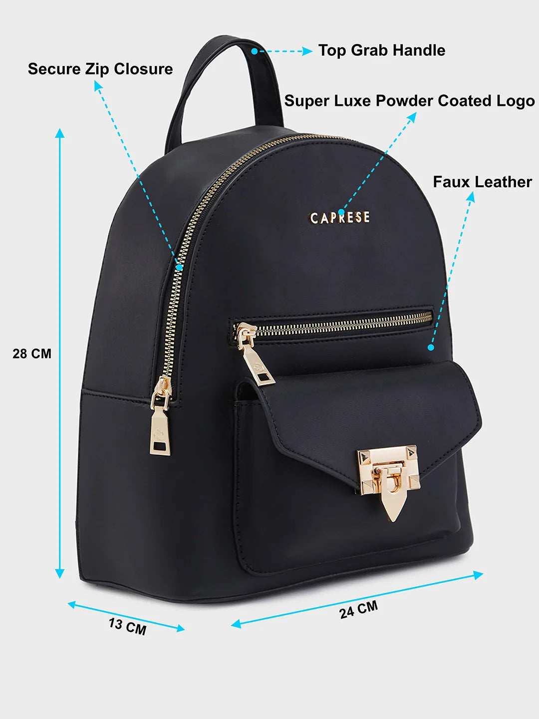 Caprese Rabina Medium Black Backpack - Image 6