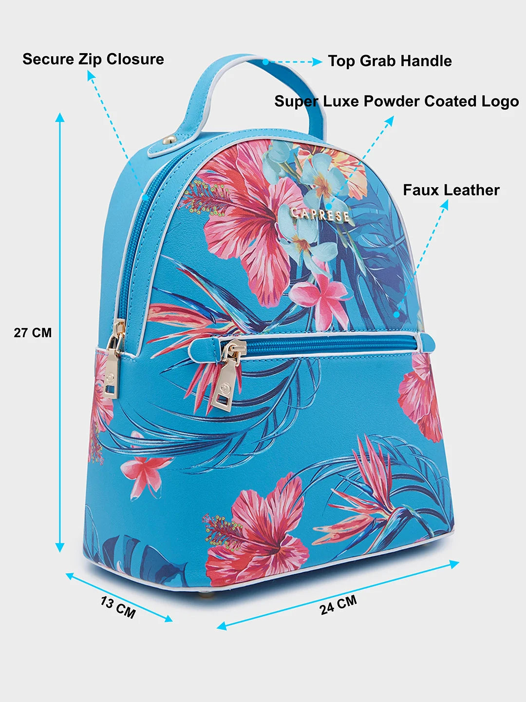 Caprese Renee Medium Blue Backpack - Image 7