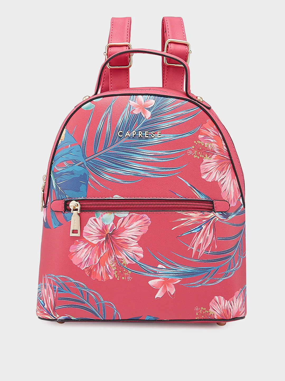 Caprese Renee Medium Pink Printed Backpack