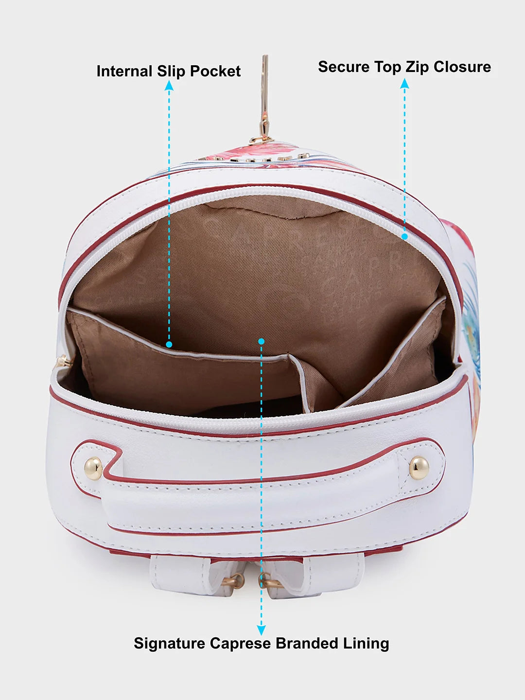Caprese Renee Medium White Backpack - Image 8
