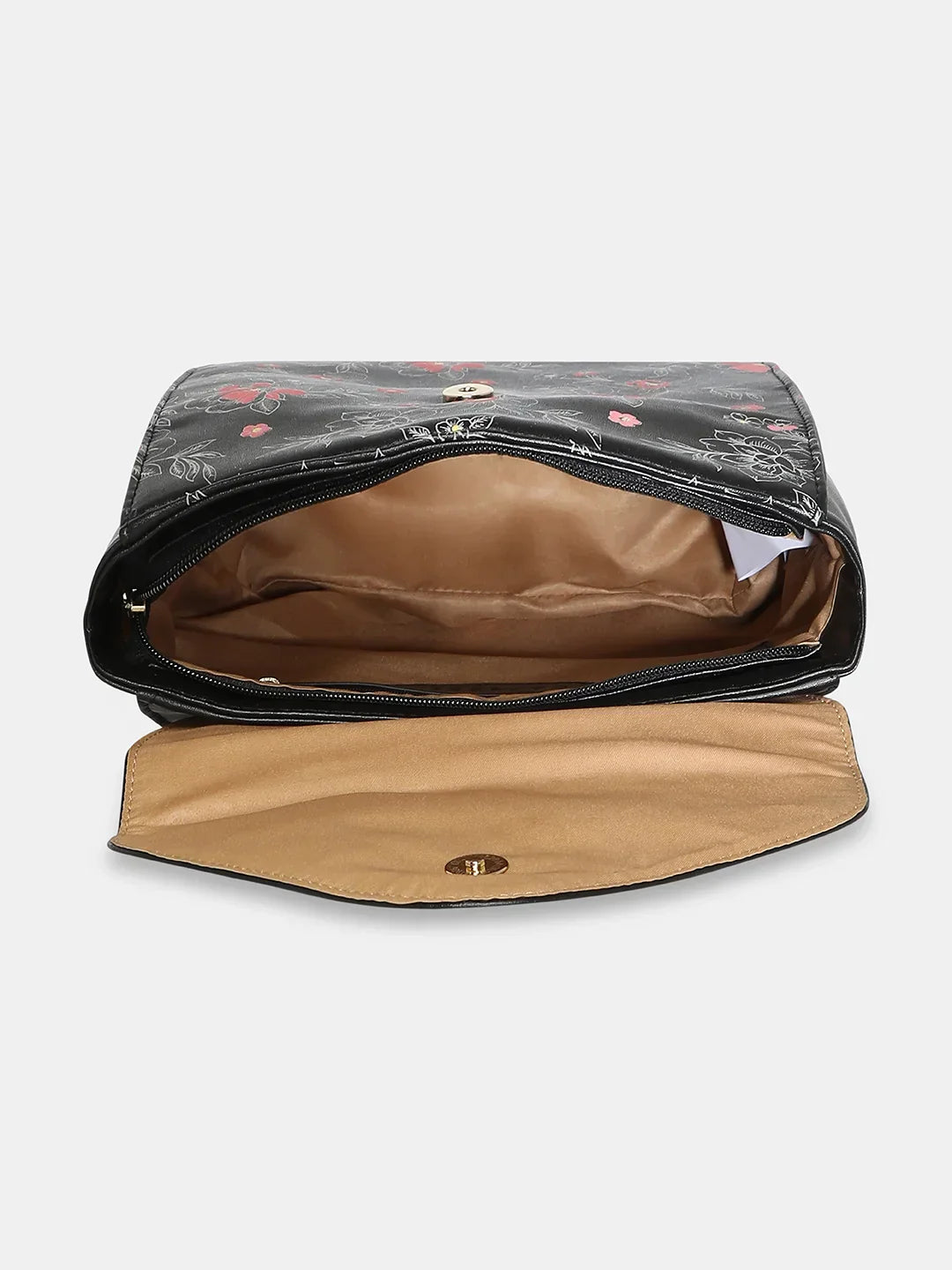 Caprese Snow Printed Medium Black Backpack - Image 10