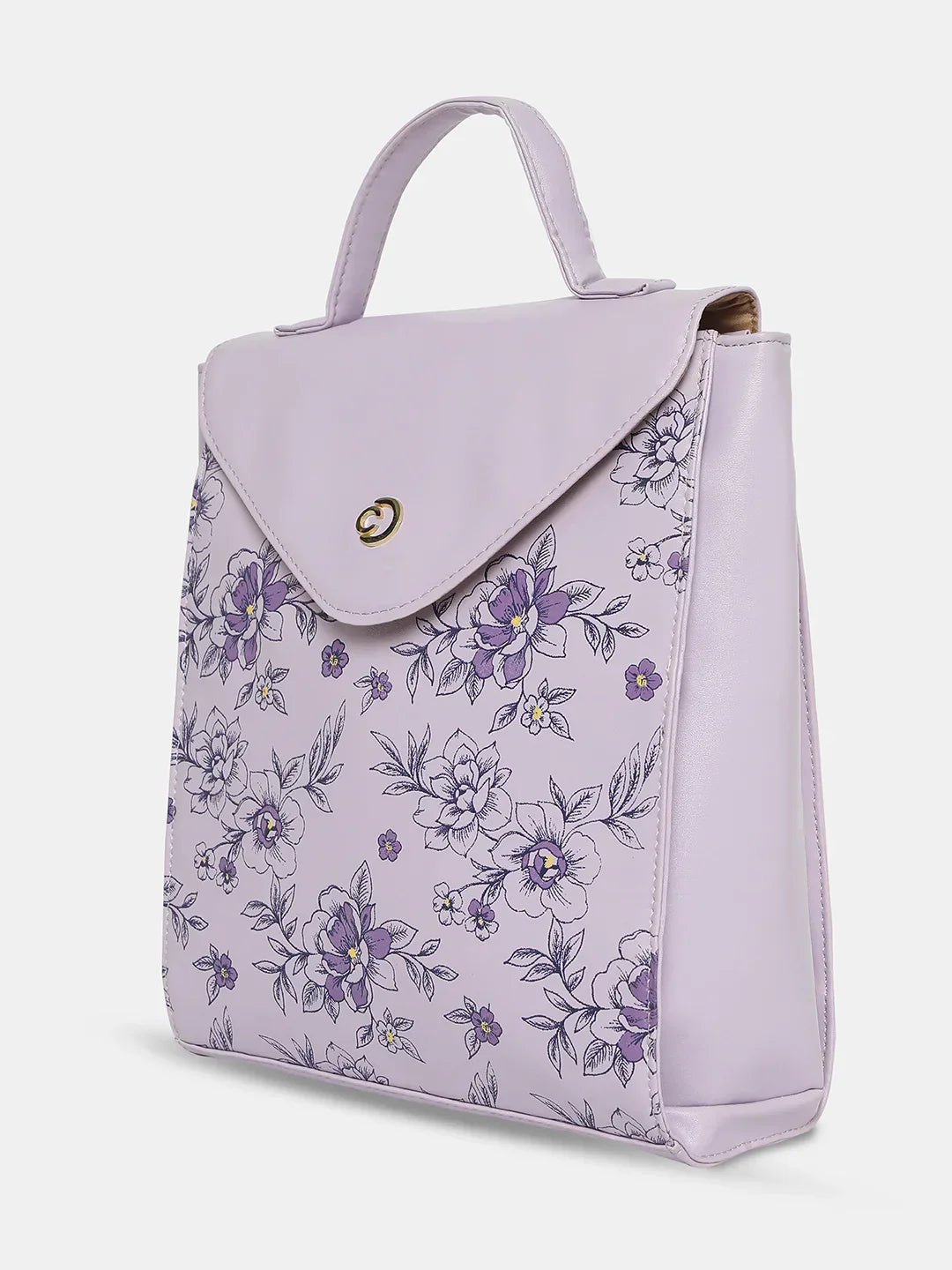 Caprese Snow Printed Medium Lavender Backpack - Image 4
