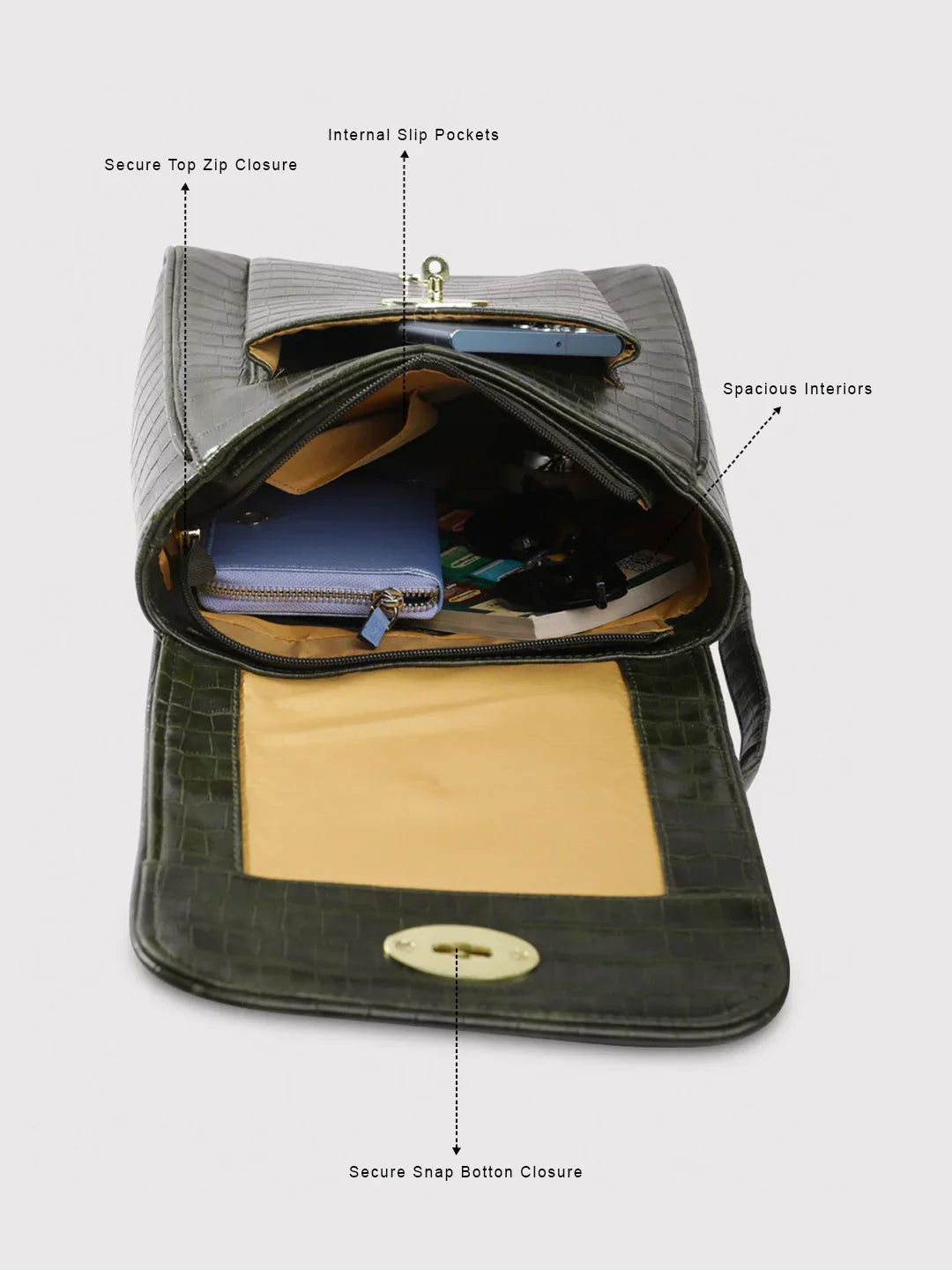 Caprese Treza Medium Olive Backpack - Image 4