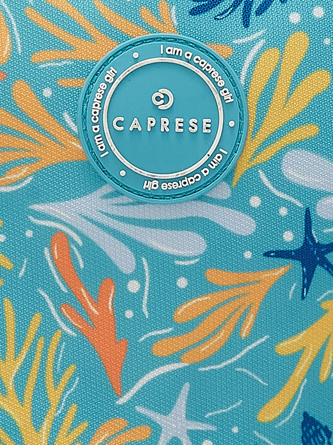 Caprese Xenia Small Turquoise Printed Backpack - Image 8