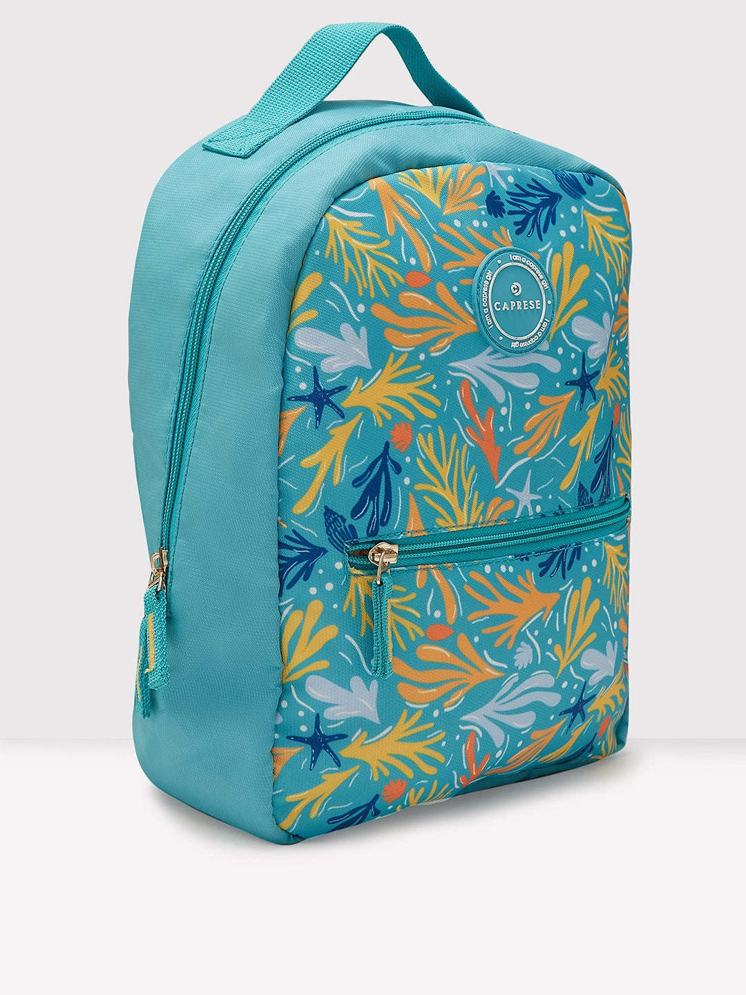 Caprese Xenia Small Turquoise Printed Backpack - Image 4