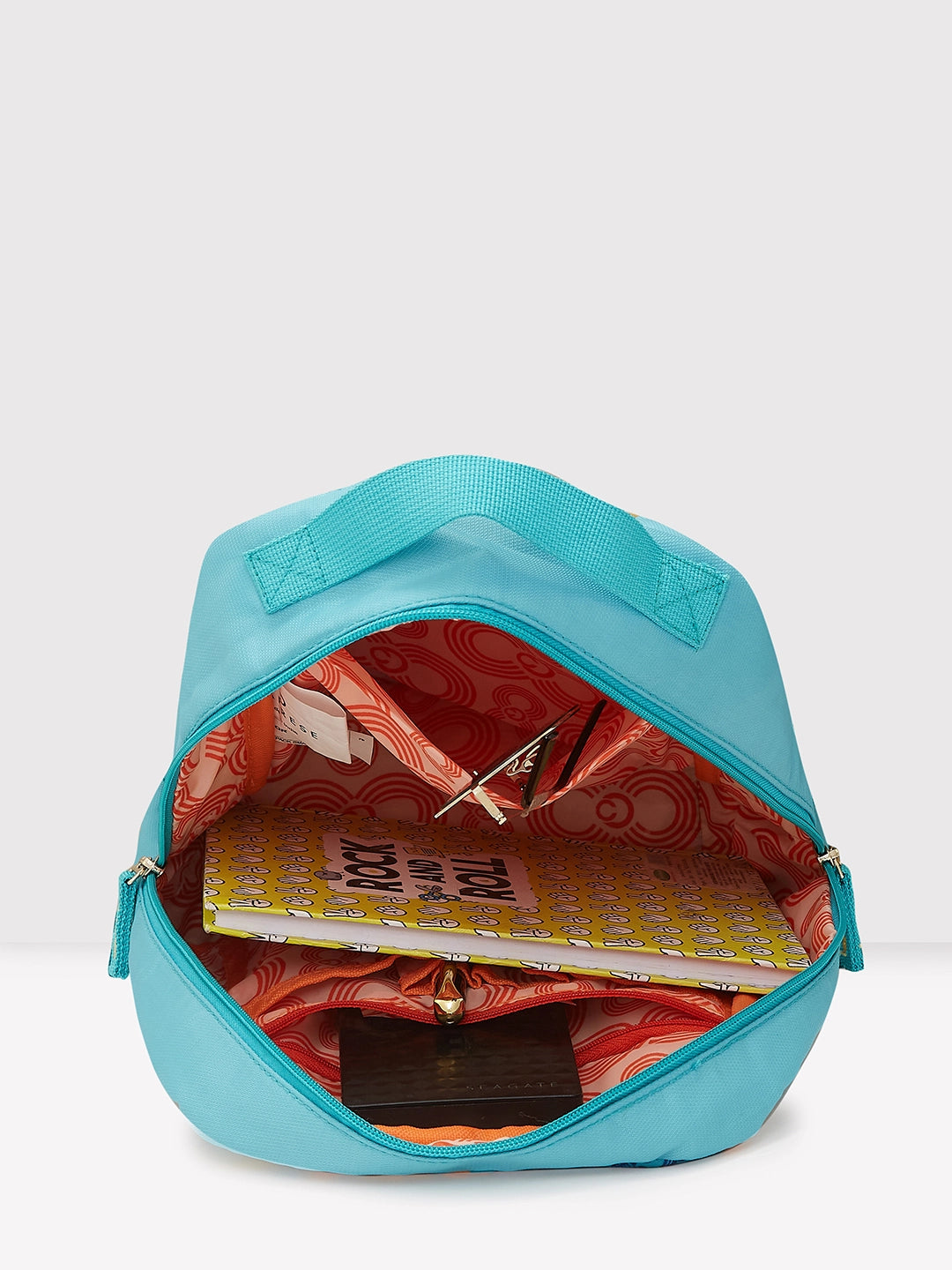Caprese Xenia Small Turquoise Printed Backpack - Image 6