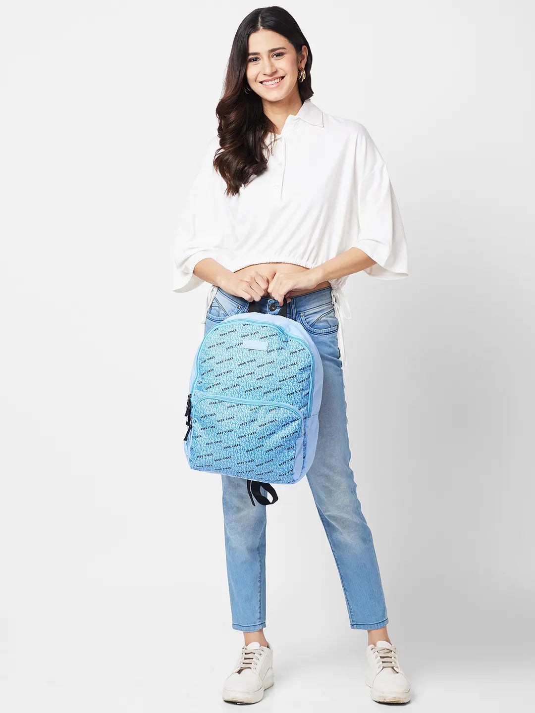 Caprese Zoe Large Light Blue Backpack - Image 2