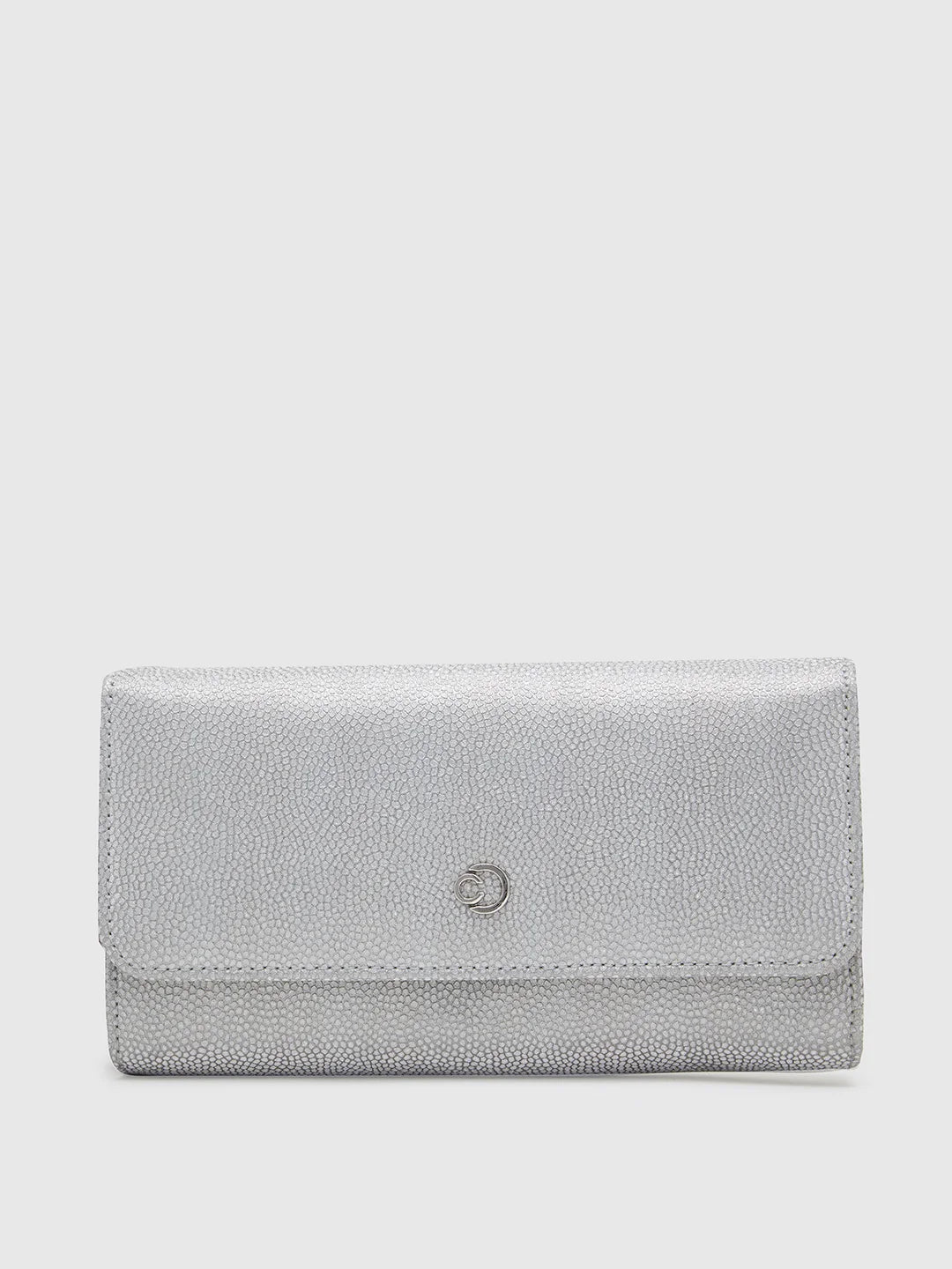 Caprese Betty Large Silver Flapover Clutch