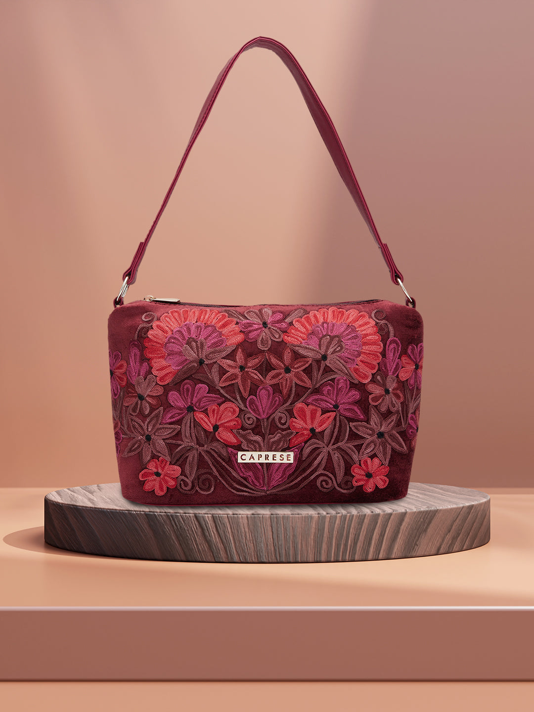 Caprese Tresna Medium Maroon Crossbody Bag - Image 3