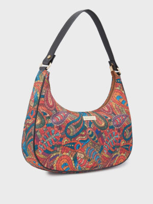 Caprese Kaya Printed Medium Green Hobo Bag