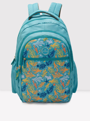 Caprese Xenia Large Printed Turquoise Laptop Backpack
