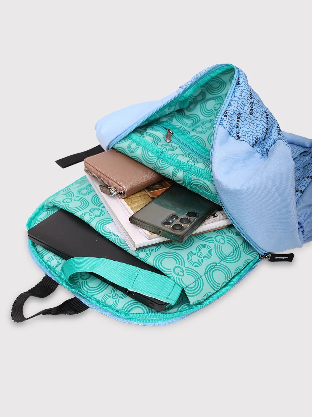 Caprese Zoe Large Light Blue Laptop Backpack - Image 9