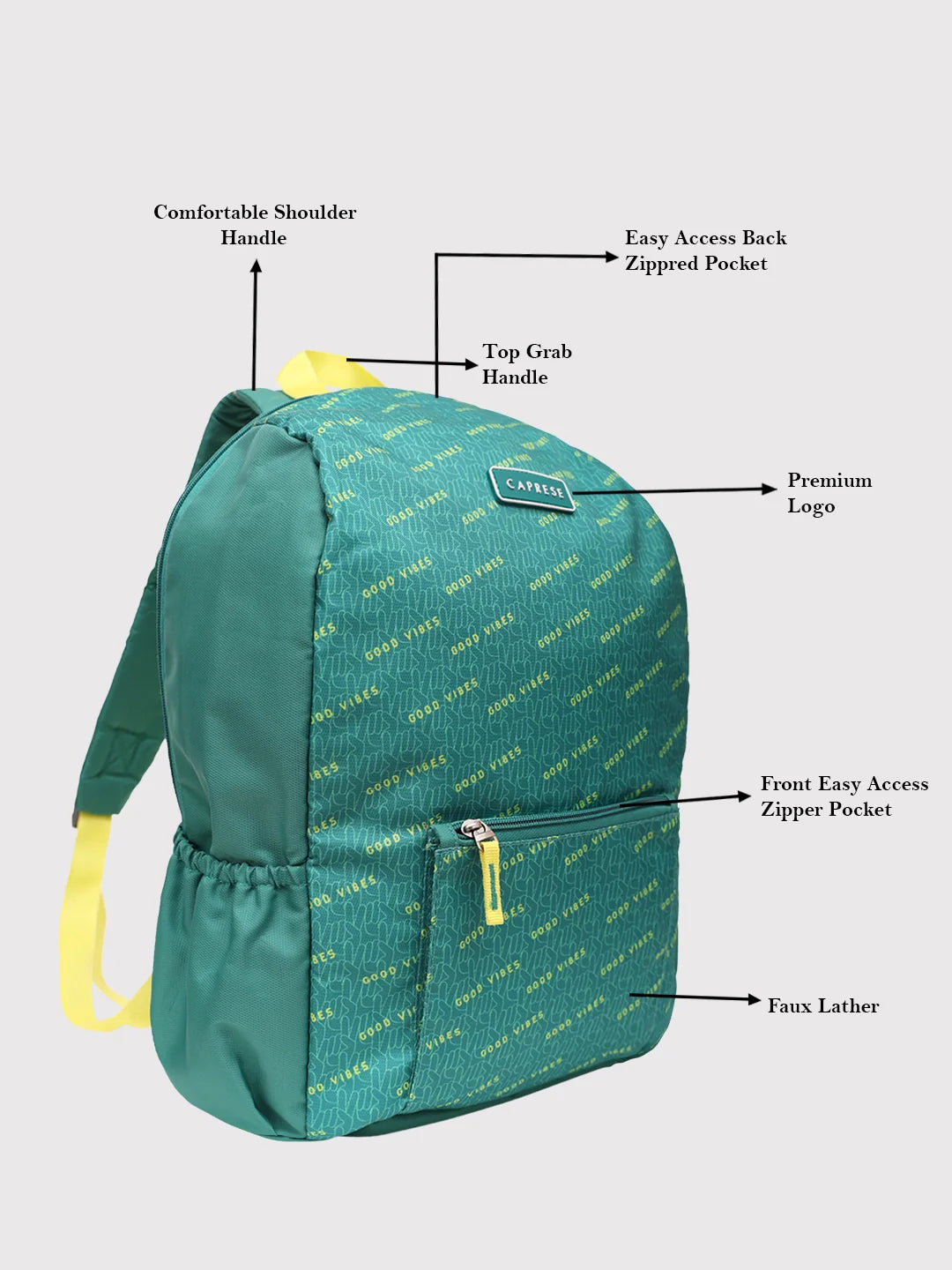 Caprese Zoe Large Sage Green Laptop Backpack - Image 3