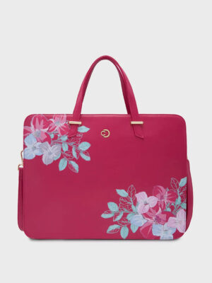 Caprese Shanaya Printed Large Burgundy Laptop Bag