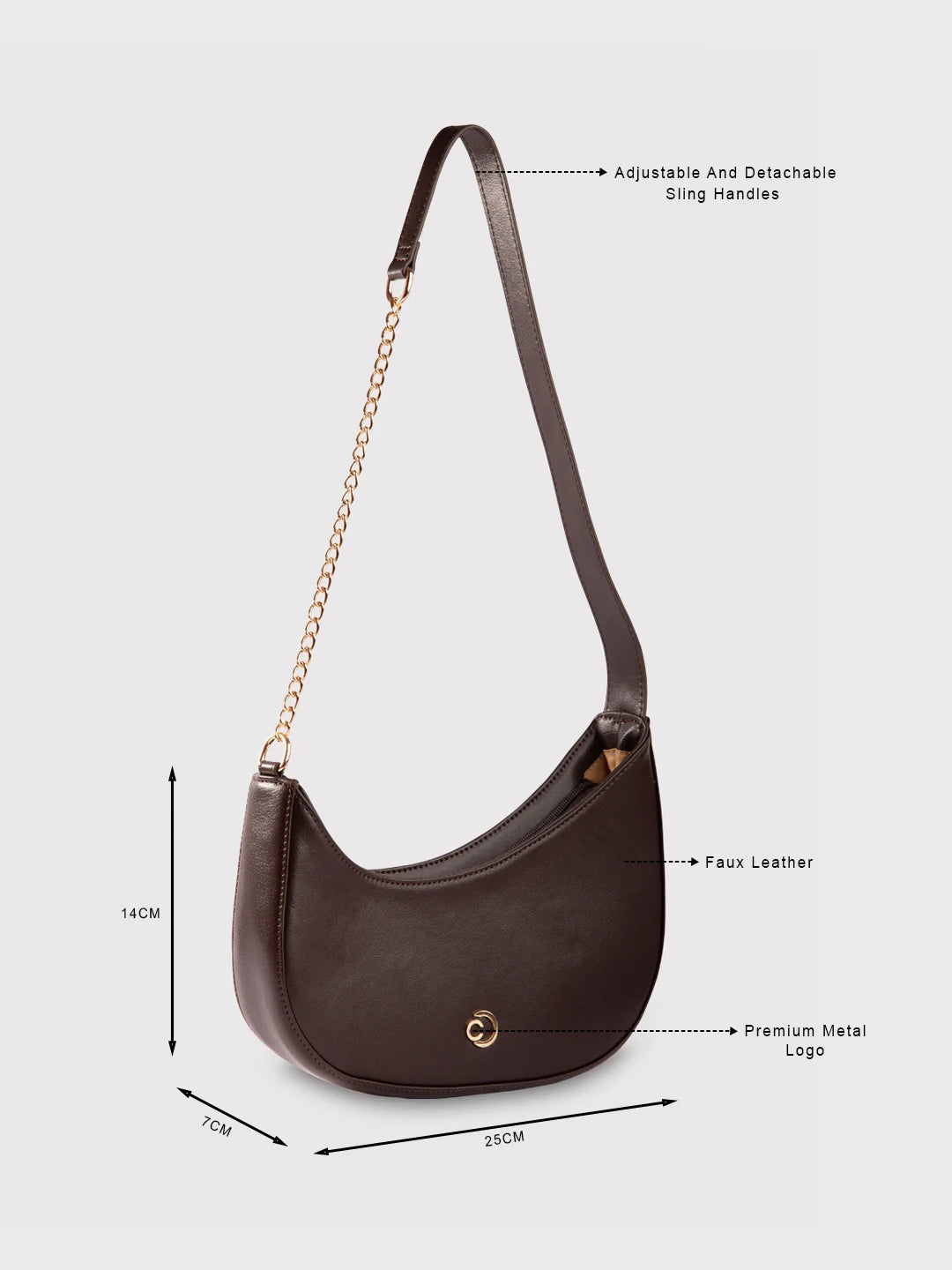 Caprese August Medium Dark Oak Sling Bag - Image 2