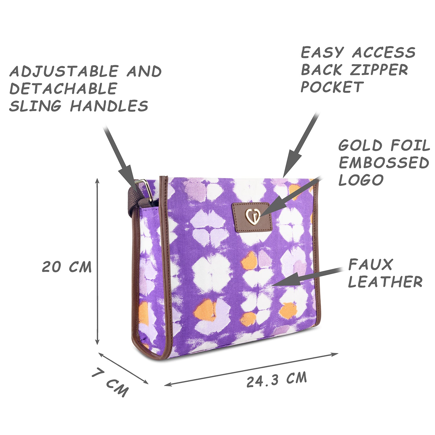 Caprese Enora Medium Purple Sling Bag - Image 8