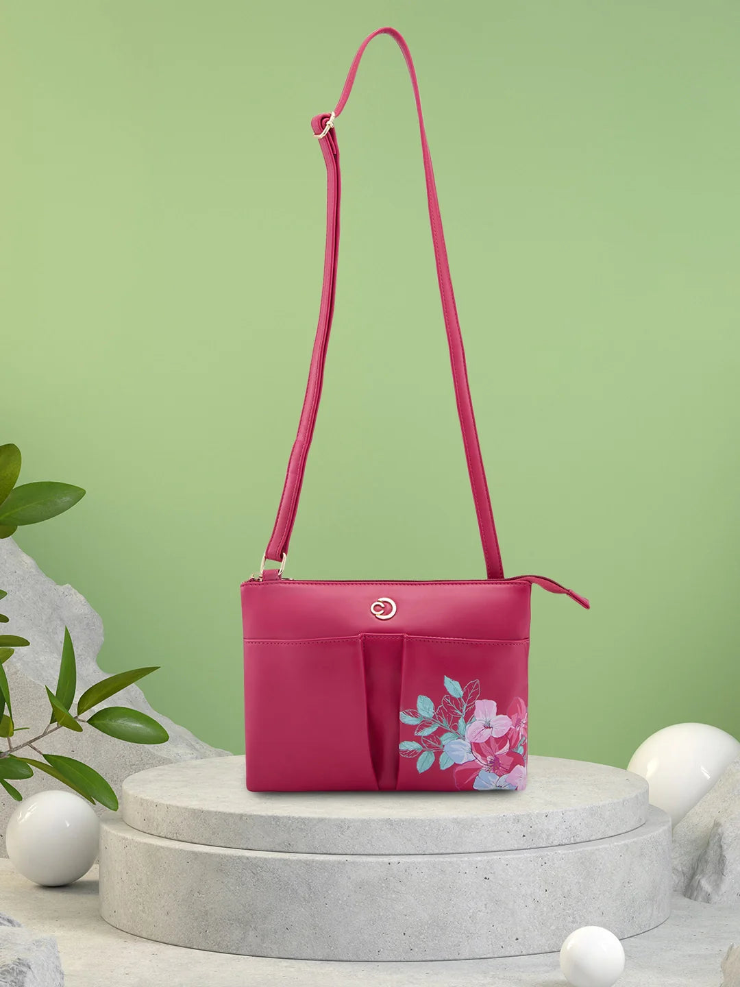 Caprese Shanaya Medium Burgundy Sling Bag - Image 2