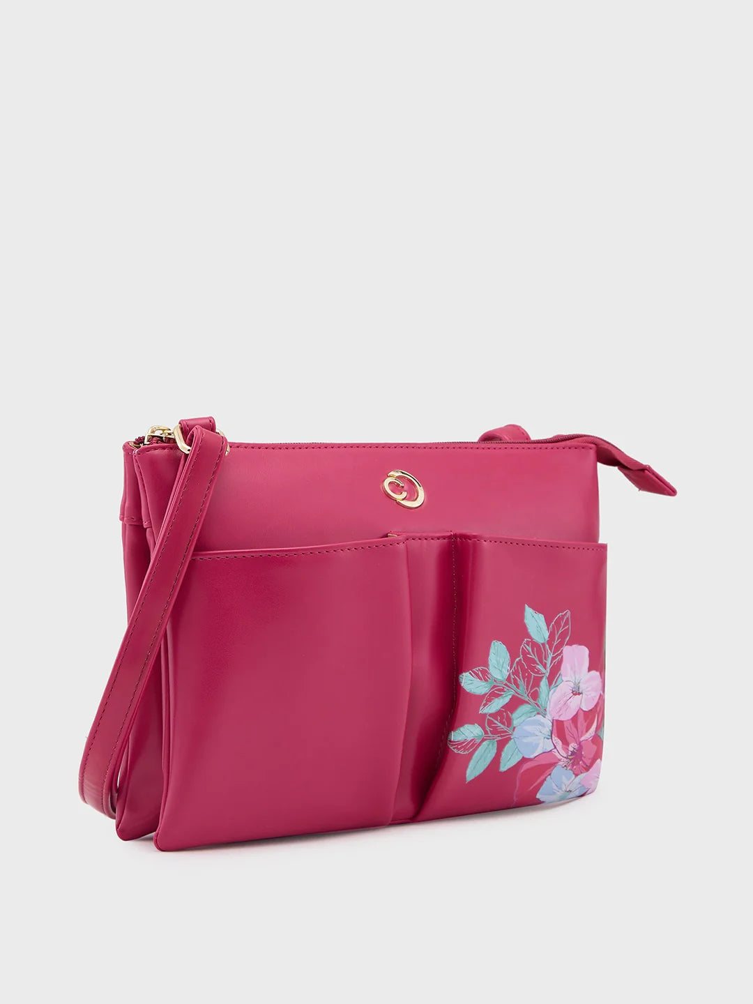 Caprese Shanaya Medium Burgundy Sling Bag - Image 4