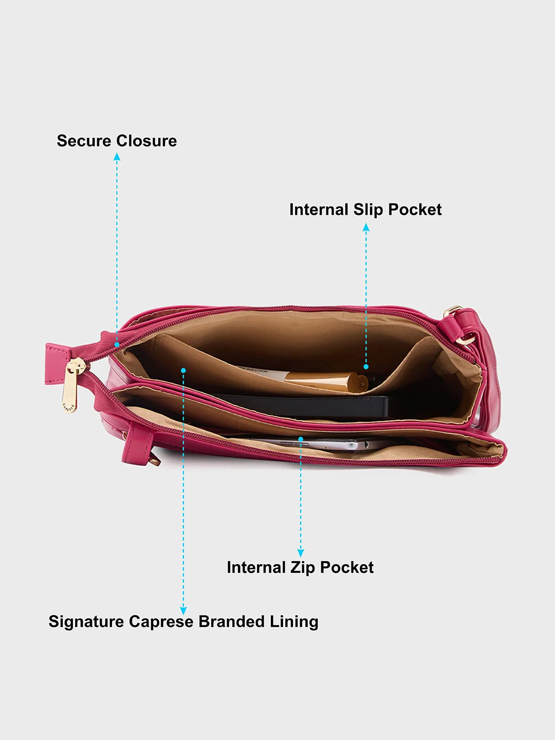 Caprese Shanaya Medium Burgundy Sling Bag - Image 7