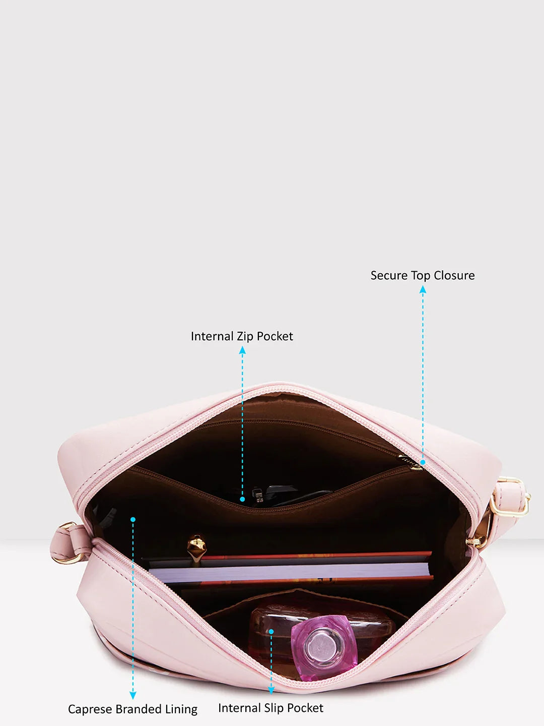Caprese Siesta Small Powder Pink Sling Bag - Image 8