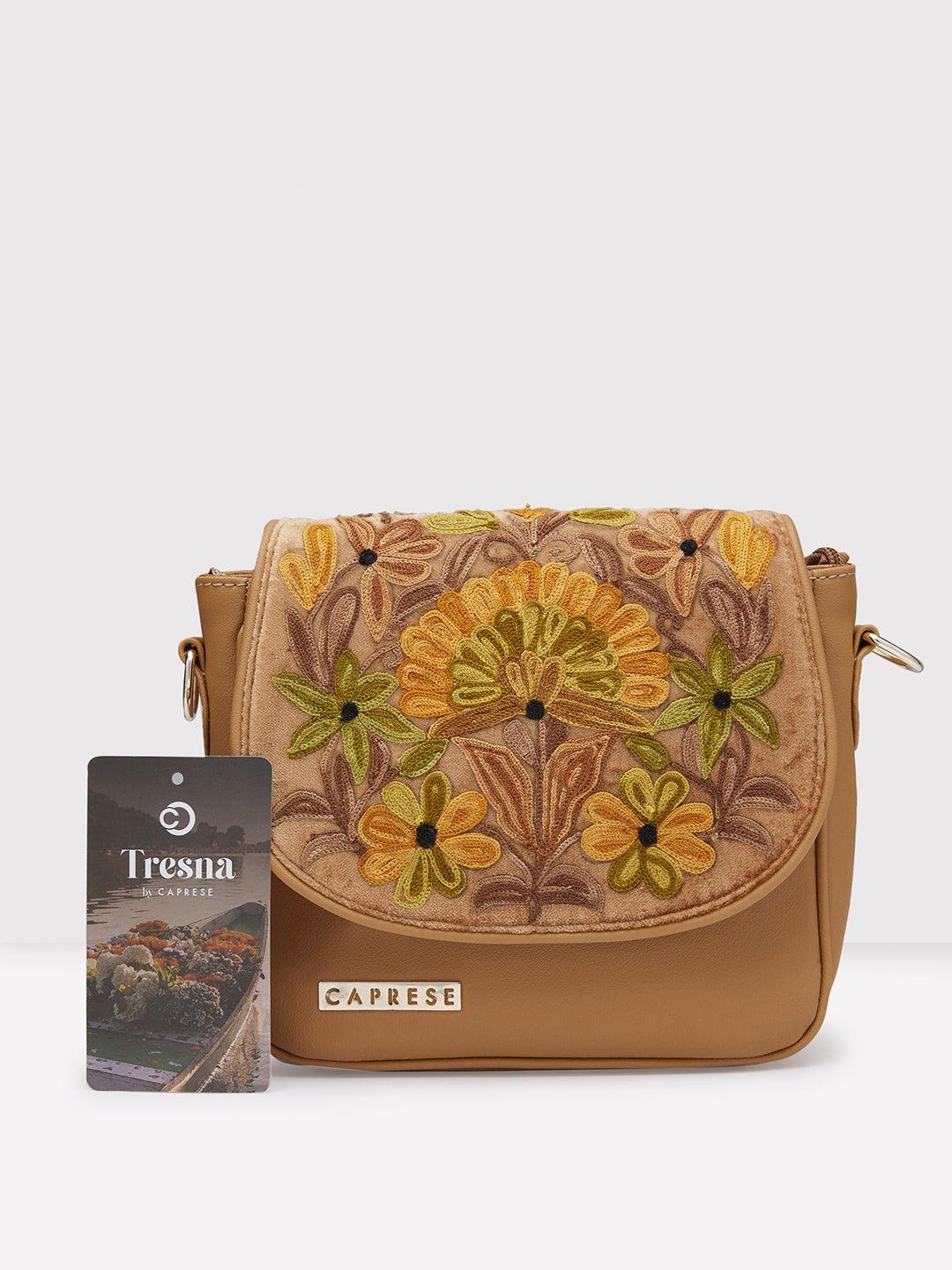Caprese Tresna Large Embroidery Fawn Sling Bag - Image 2
