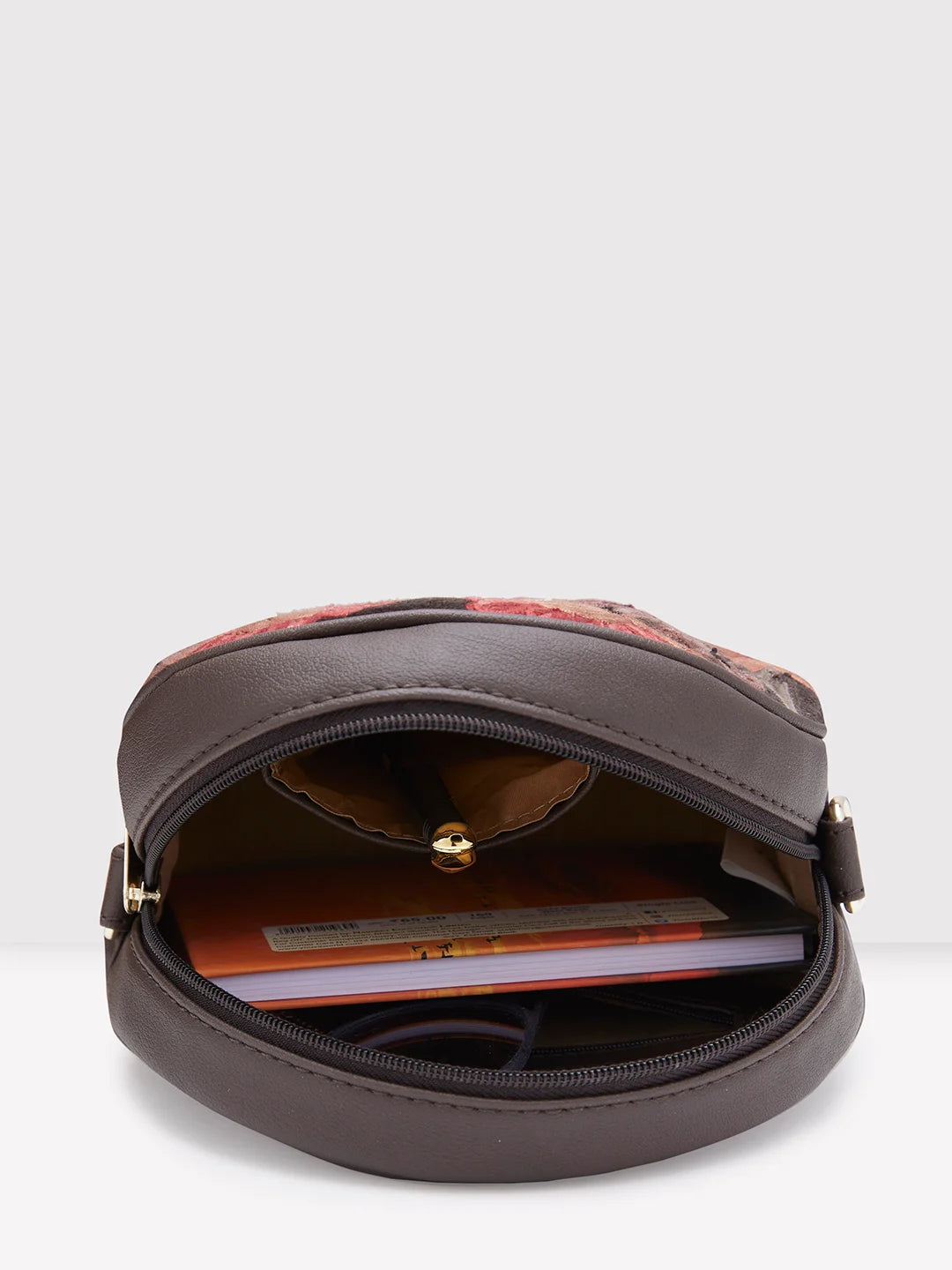 Caprese Tresna Medium Dark Brown Sling Bag - Image 7