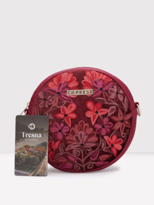 Caprese Tresna Medium Maroon Sling Bag