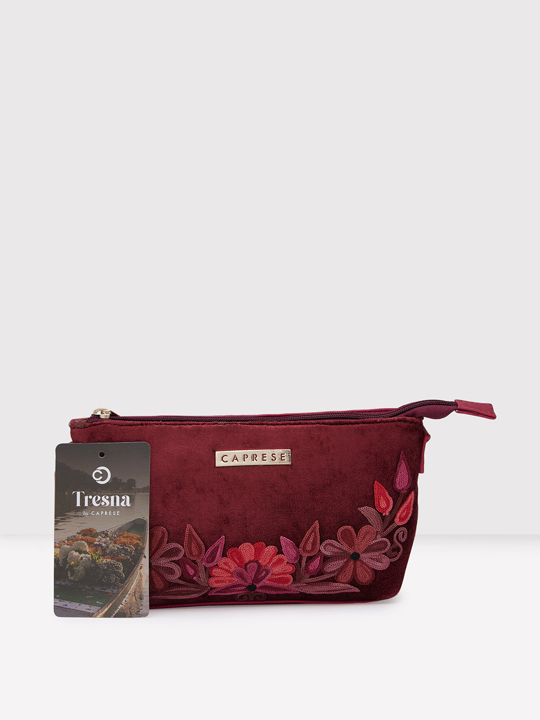 Caprese Tresna Small Maroon Sling Bag - Image 3