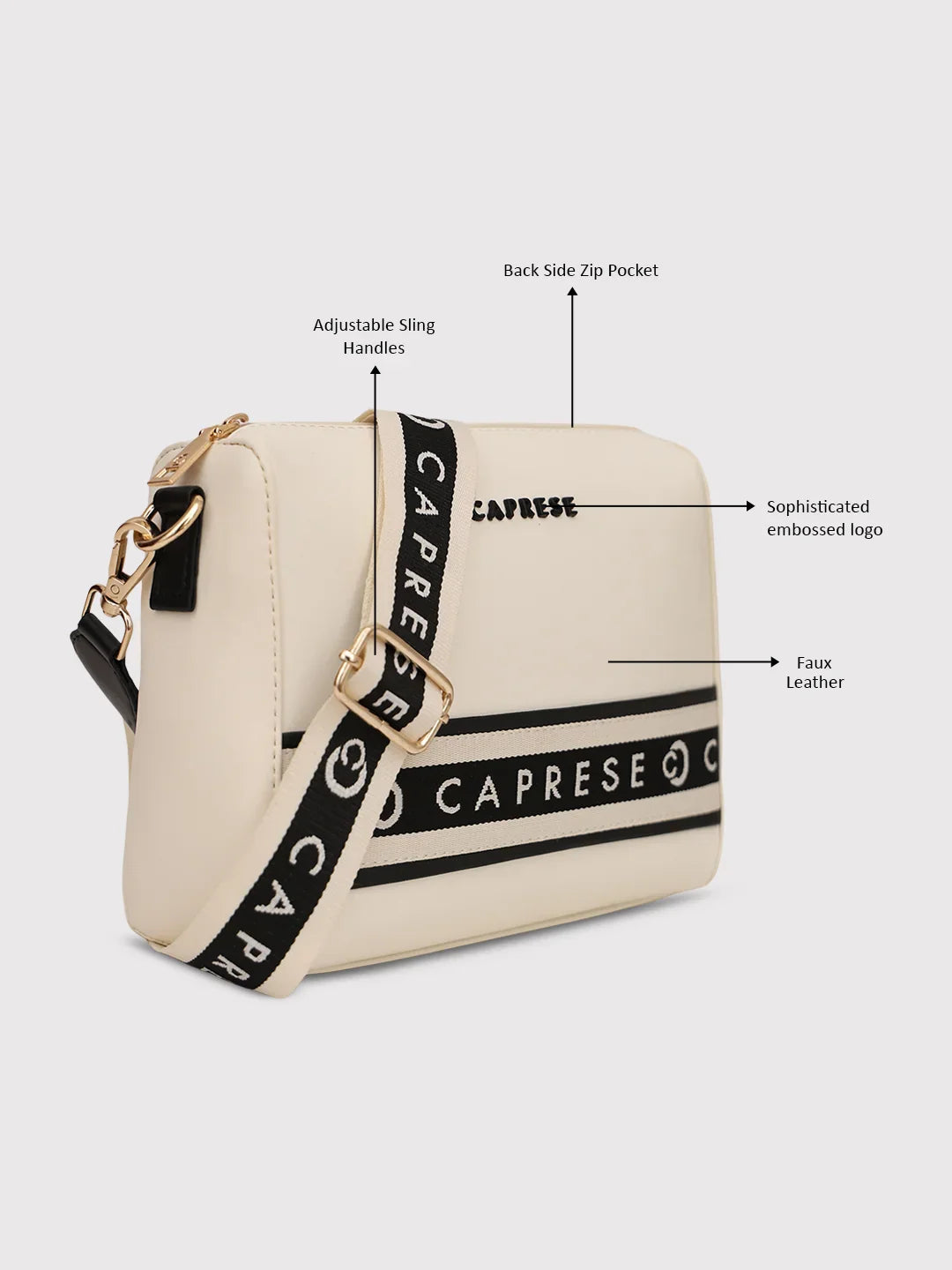 Caprese Trinity Medium Cream Sling Bag - Image 9