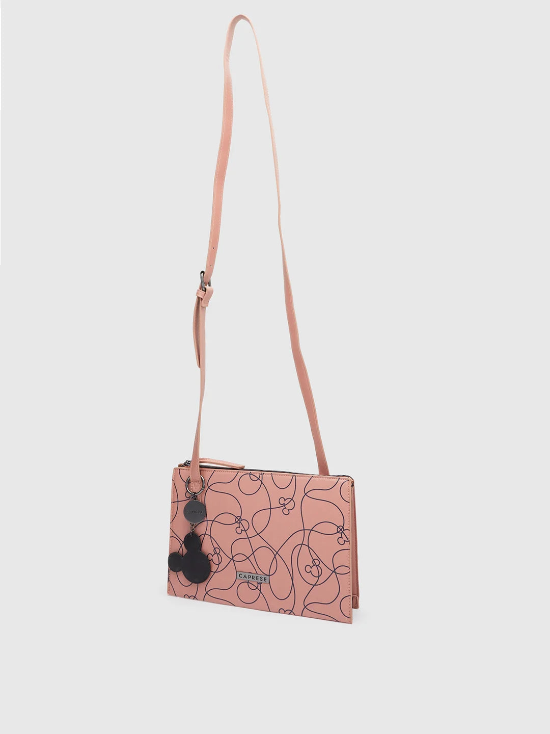 Caprese Disney Inspired Mickey Mouse Medium Dull Pink Sling Bag - Image 5