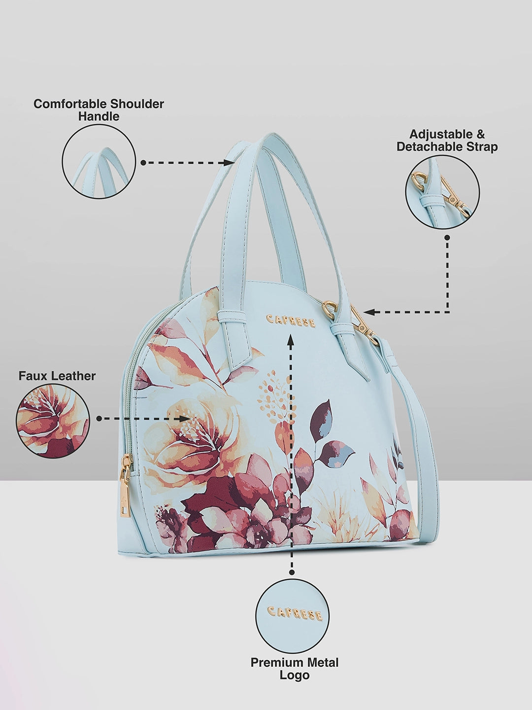 Caprese Alaya Small Blue Satchel Bag - Image 4