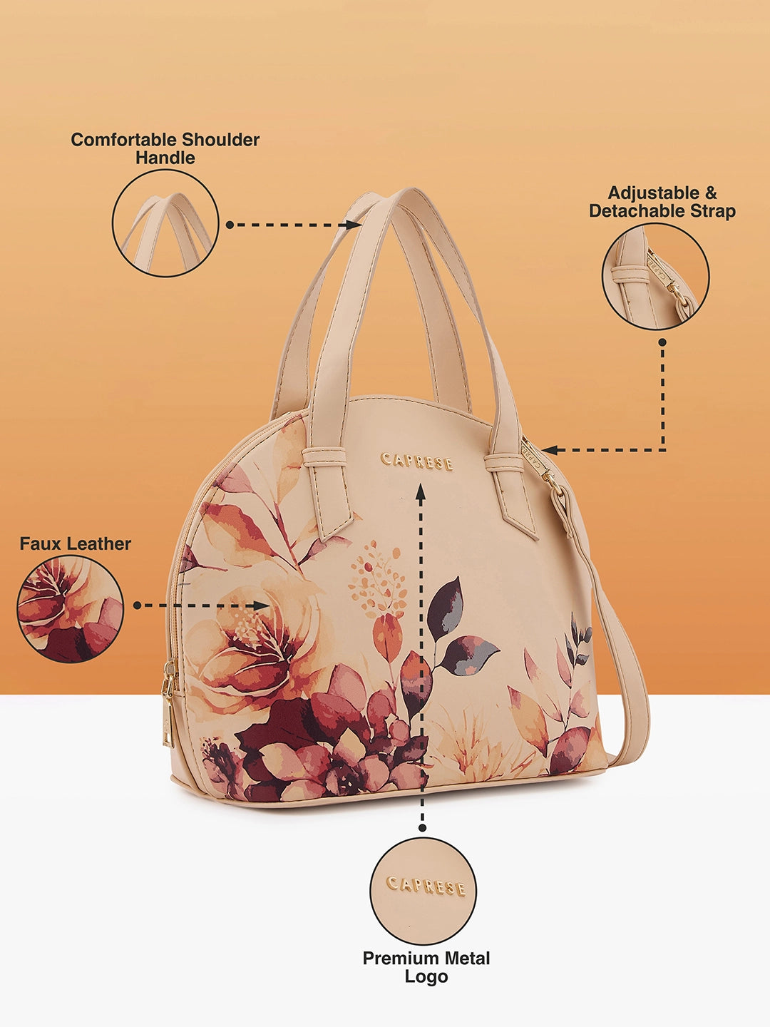 Caprese Alaya Small Brown Satchel Bag - Image 4