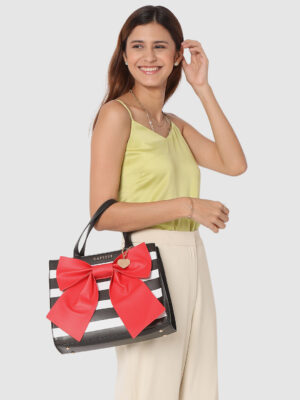 Caprese Emily In Paris Printed Medium Red Satchel Bag