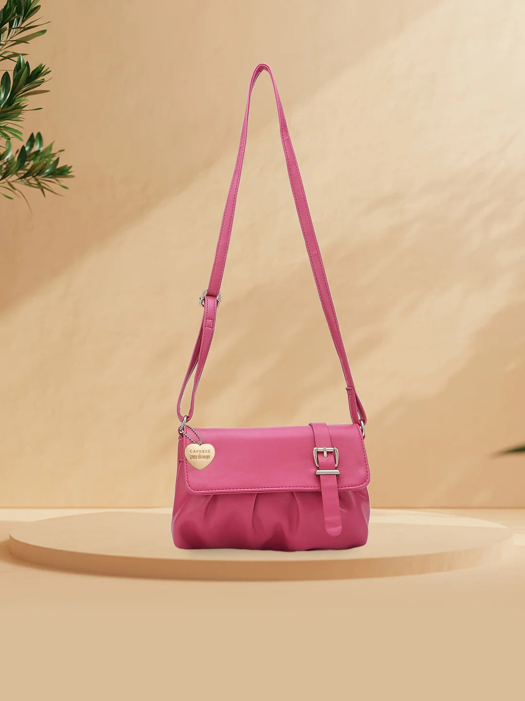 Caprese Emily In Paris Printed Small Fuchsia Satchel Bag - Image 2