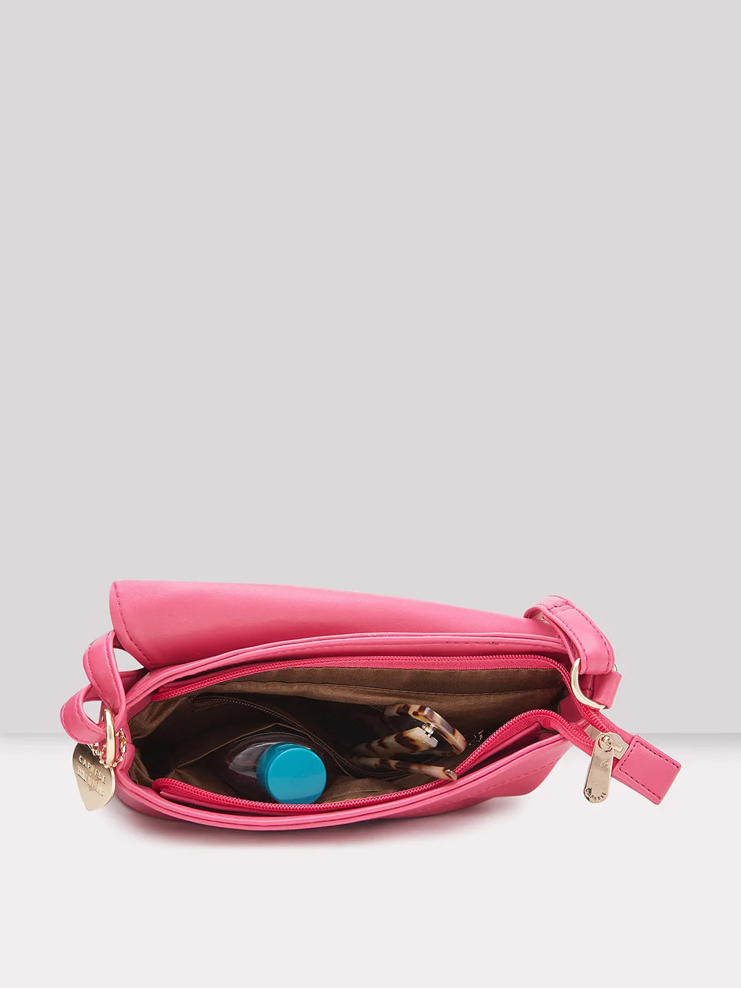 Caprese Emily In Paris Printed Small Fuchsia Satchel Bag - Image 5
