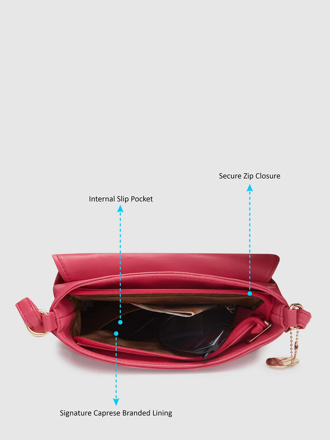 Caprese Emily In Paris Printed Small Fuchsia Satchel Bag - Image 6