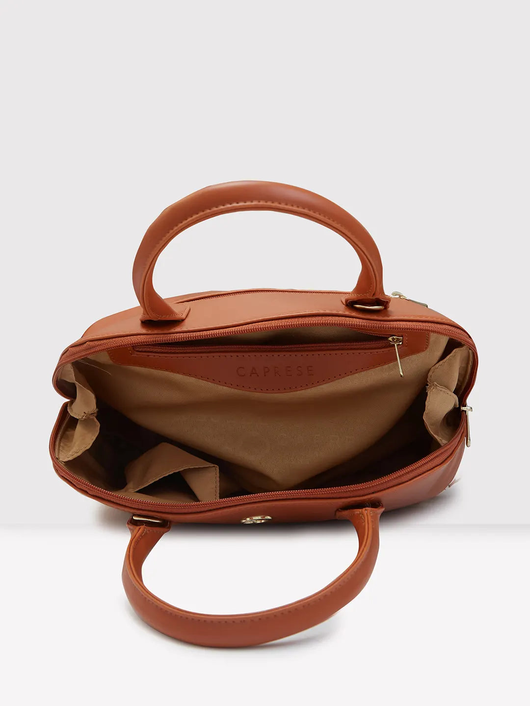 Caprese Zeta Quilted Medium Tan Satchel Bag - Image 10