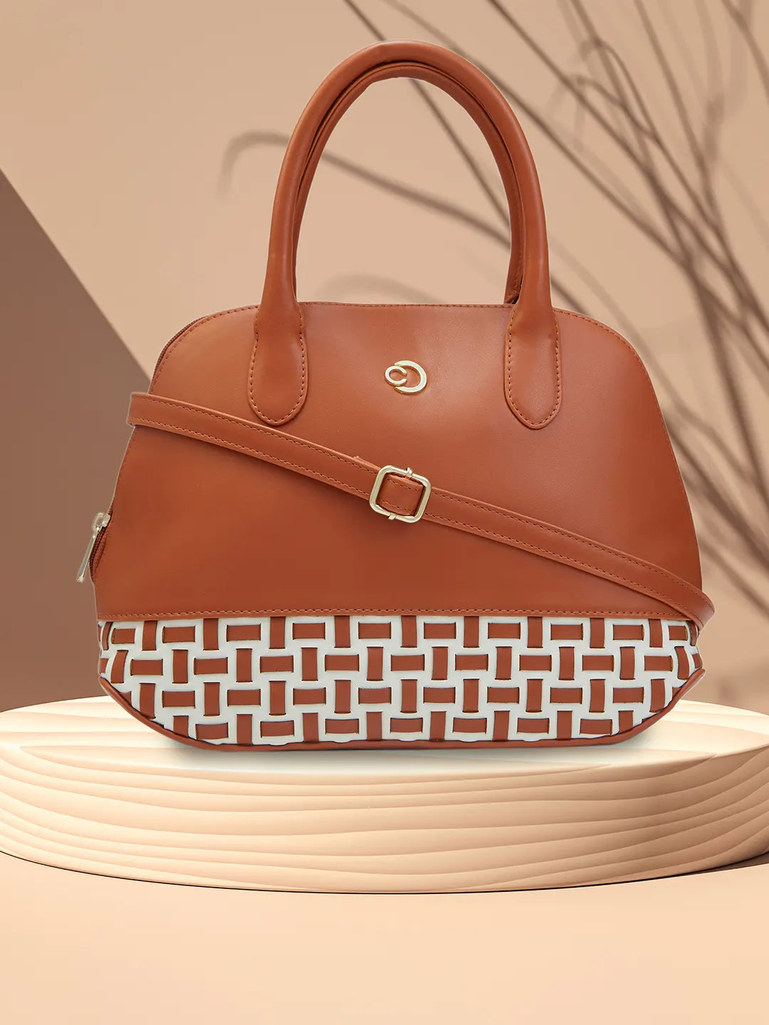 Caprese Zeta Quilted Medium Tan Satchel Bag - Image 2