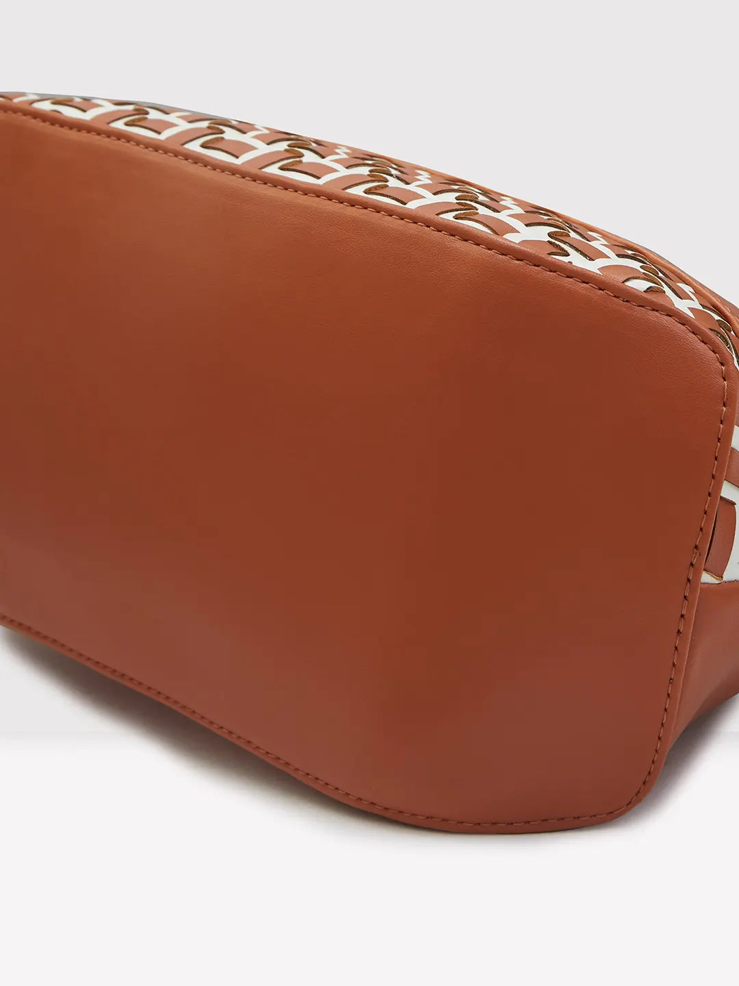 Caprese Zeta Quilted Medium Tan Satchel Bag - Image 6