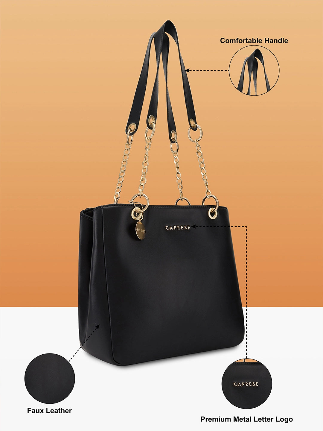 Caprese Abena Small Black Tote Bag - Image 5