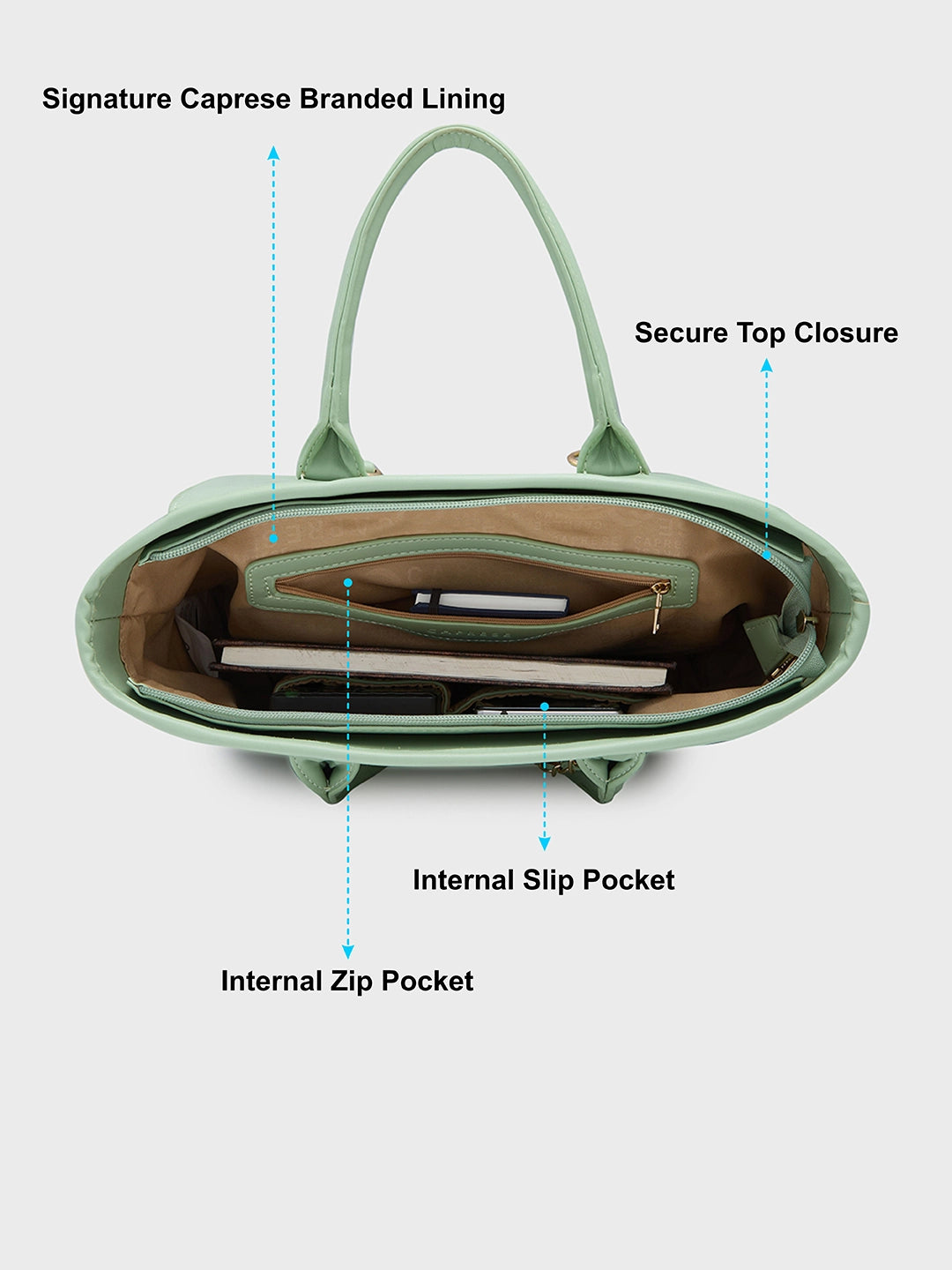 Caprese Brooklyn Large Green Tote Bag - Image 6