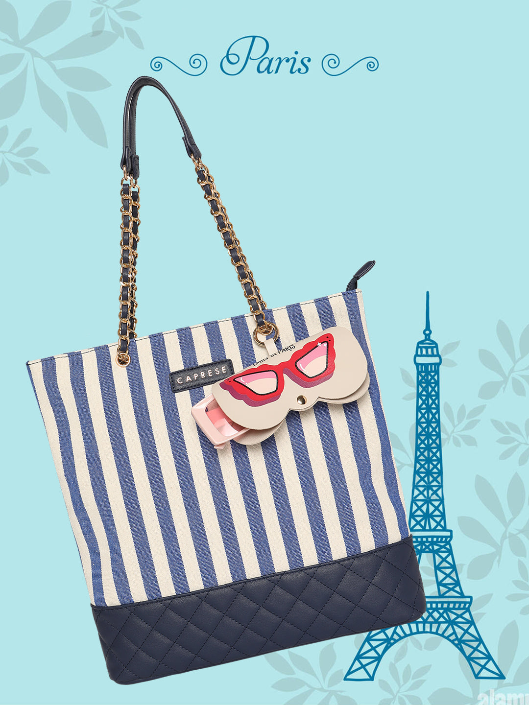 Caprese Emily In Paris Printed Medium Navy Tote Bag - Image 2