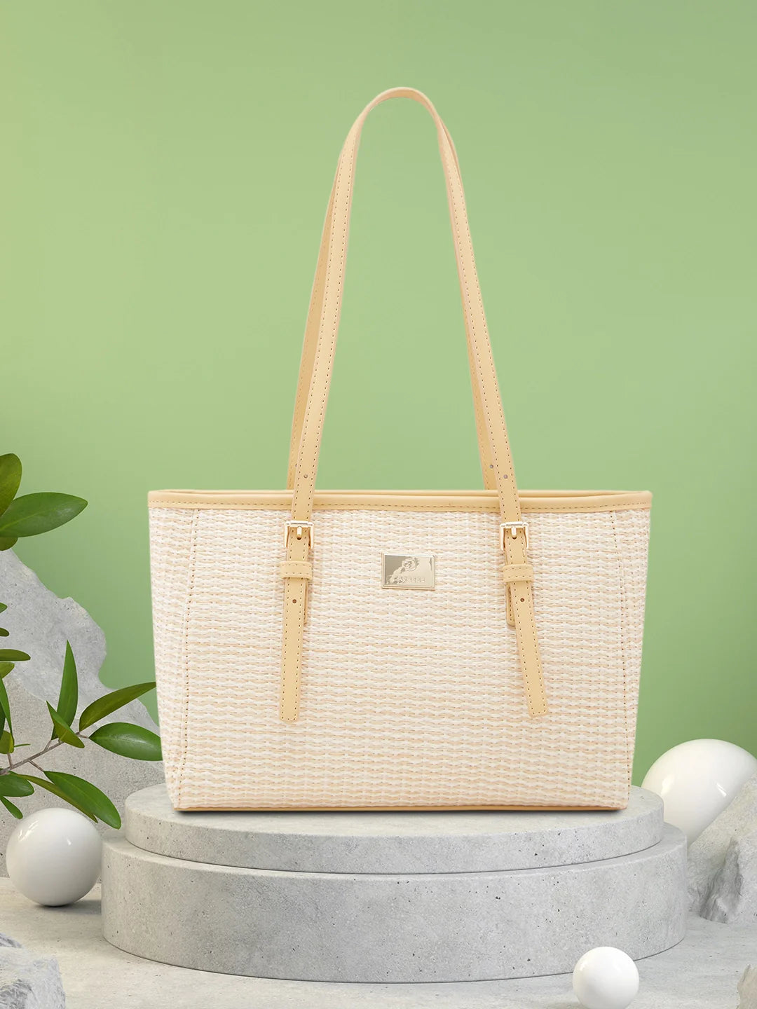 Caprese Georgia Medium Light Yellow Tote Bag - Image 2