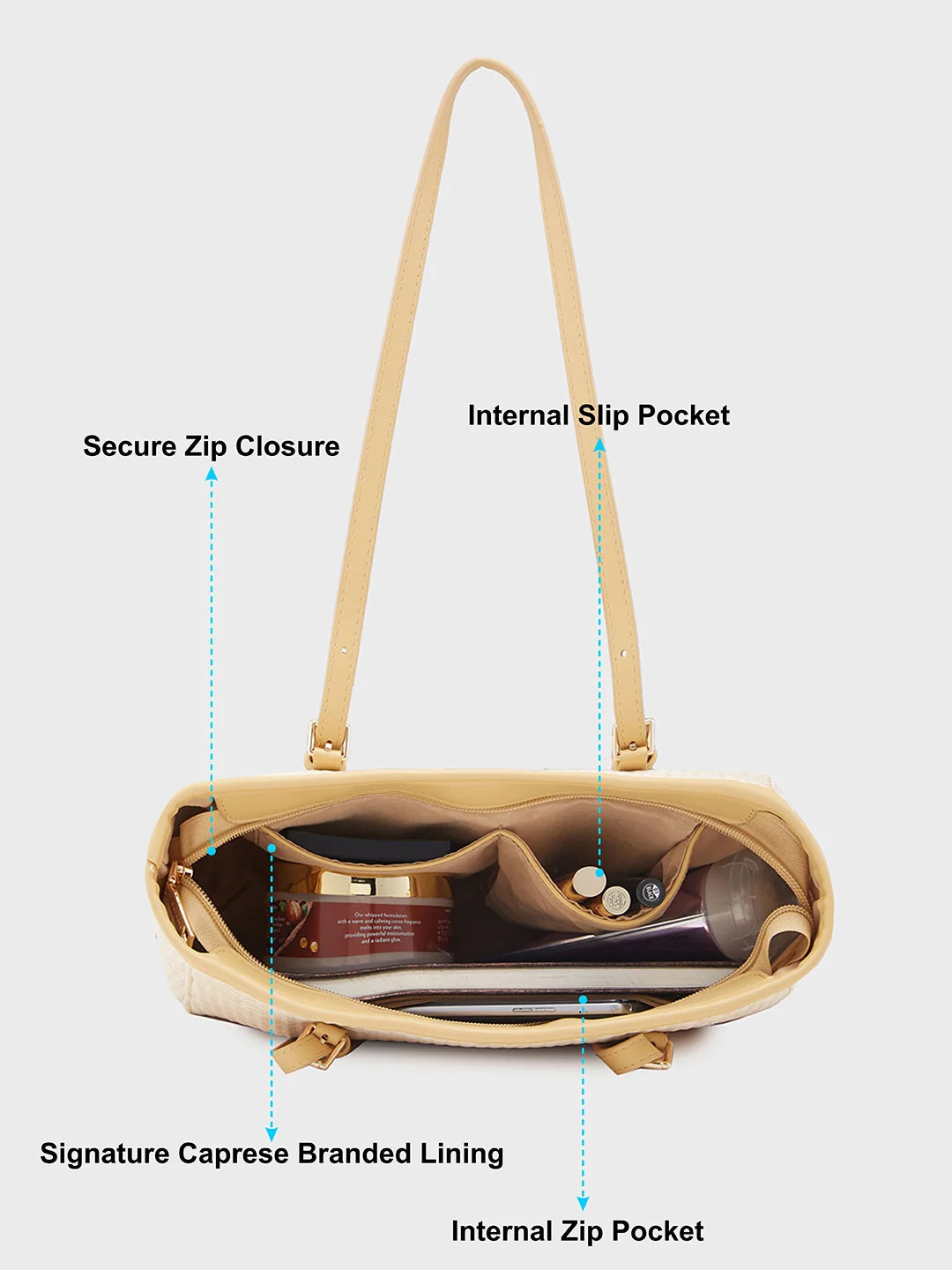 Caprese Georgia Medium Light Yellow Tote Bag - Image 6