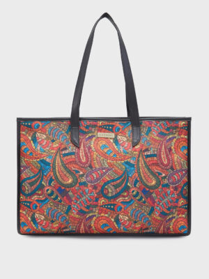 Caprese Kaya Printed Large Green Tote Bag