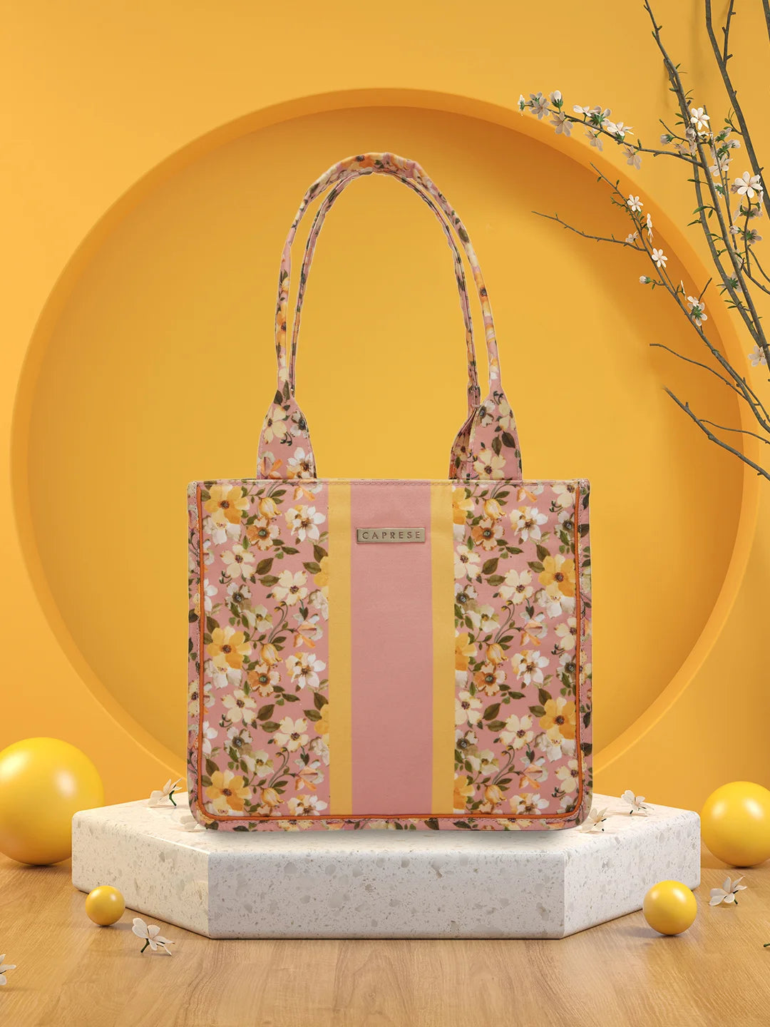 Caprese Orchid Large Yellow Tote Bag