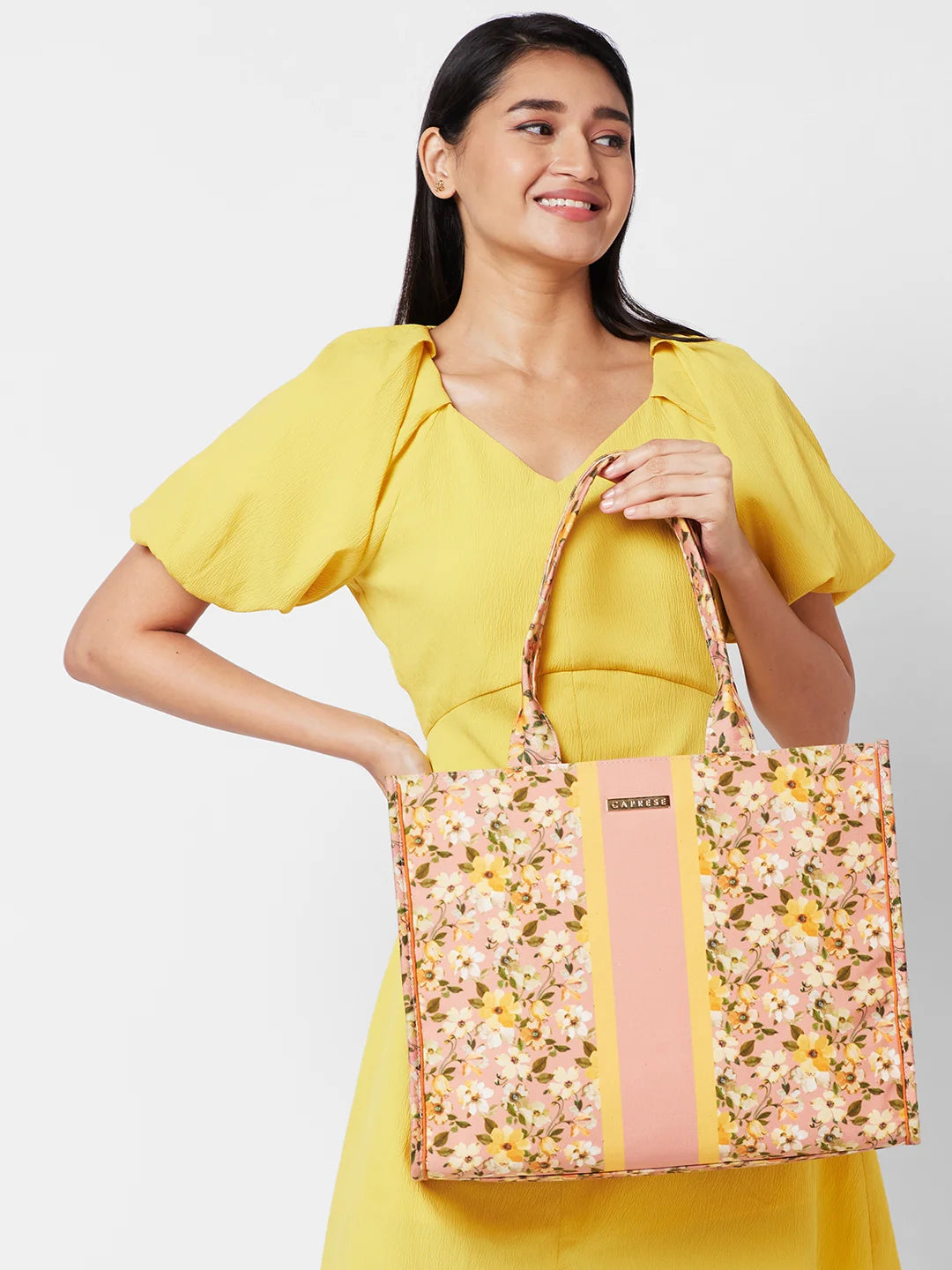 Caprese Orchid Large Yellow Tote Bag - Image 3